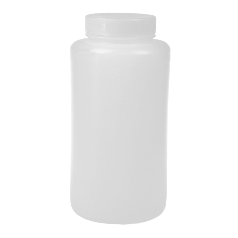 1000ml white plastic double cap graduated lab bottle with closure