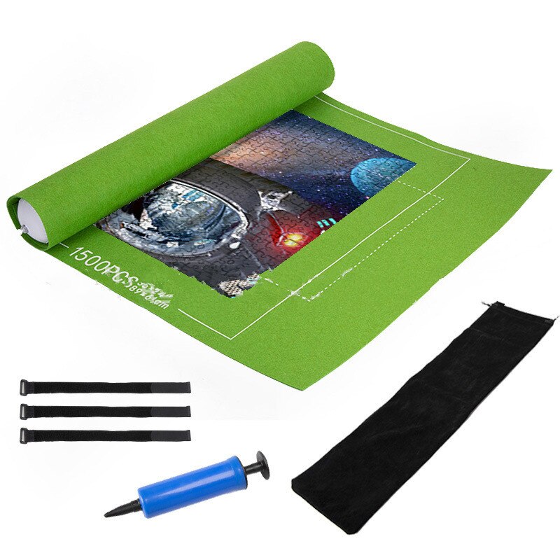 Portable Puzzle Rollup Mat Jigsaw Roll Felt Pad Playmat Puzzles Blanket For Up to 3000 Pieces Jigsaw Rug Puzzle Felt Storage Mat: Green Set / 39x59inch 3000pcs