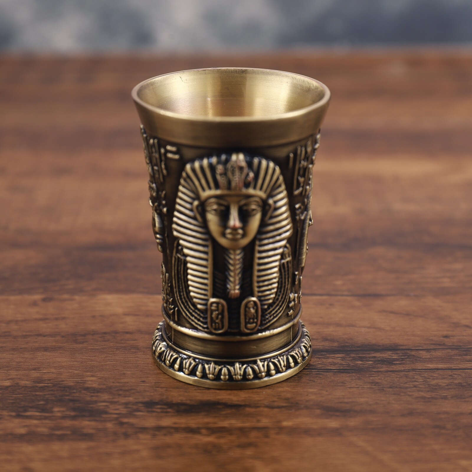 Copa de cobre antigua Retro del antiguo Egipto, vaso de chupito de licor y licor, obra de arte en relieve 3D, cóctel, copa de vino pequeña: Style4