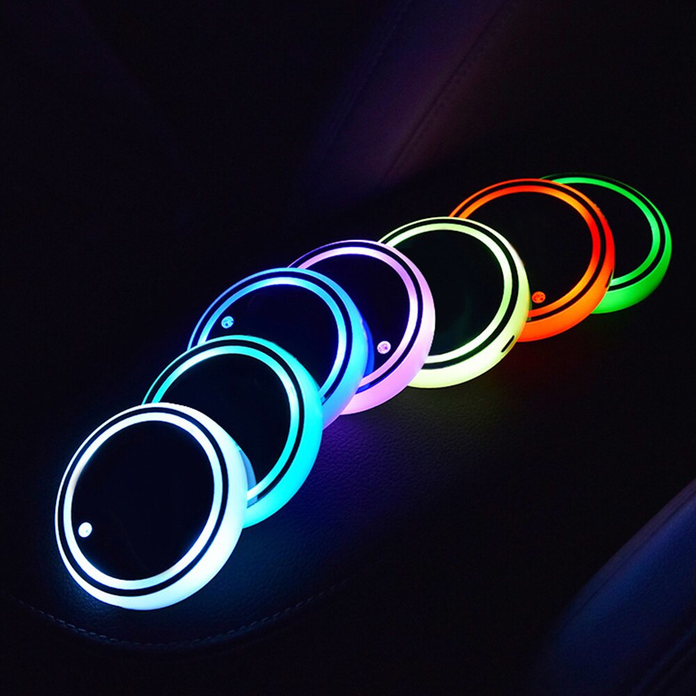 Universal led bilkopphållare rgb light anti-slip pad drink coaster interior decor auto ambient light biltillbehör interiör