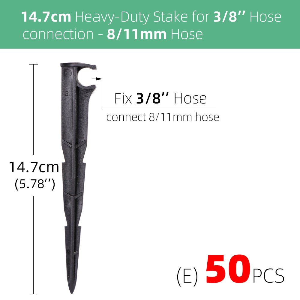RBCFHI-estacas fijas de 1/4 '', 3/8'', 16MM, 20MM para manguera de PVC PE de 4/7mm, 8/11mm, estacas de anclaje de retención de riego por microgoteo: Ex50pcs
