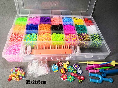 Børn farverige gummibånd vævesæt diy håndværk legetøj elastisk armbånd sæt vævemaskine bånd strikkede figurer charms legetøj: 4600 stk