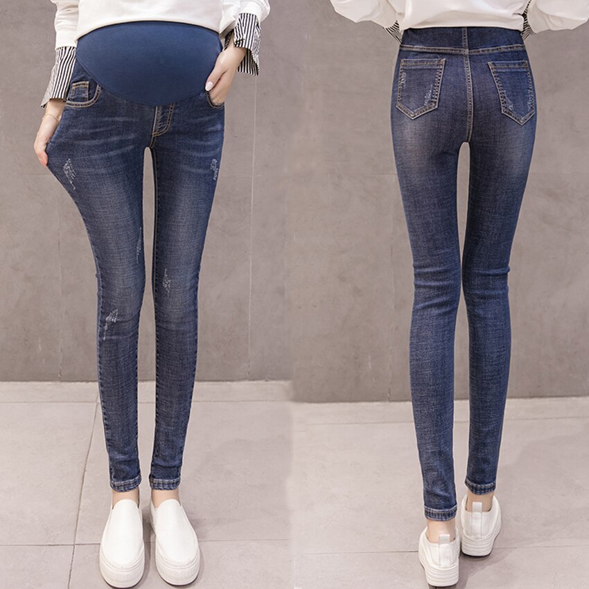 Fødselspermisjon klær jeans bukser til gravide kvinner klær sykepleie bukser graviditet kjeledress denim lang rekvisitt mage legging