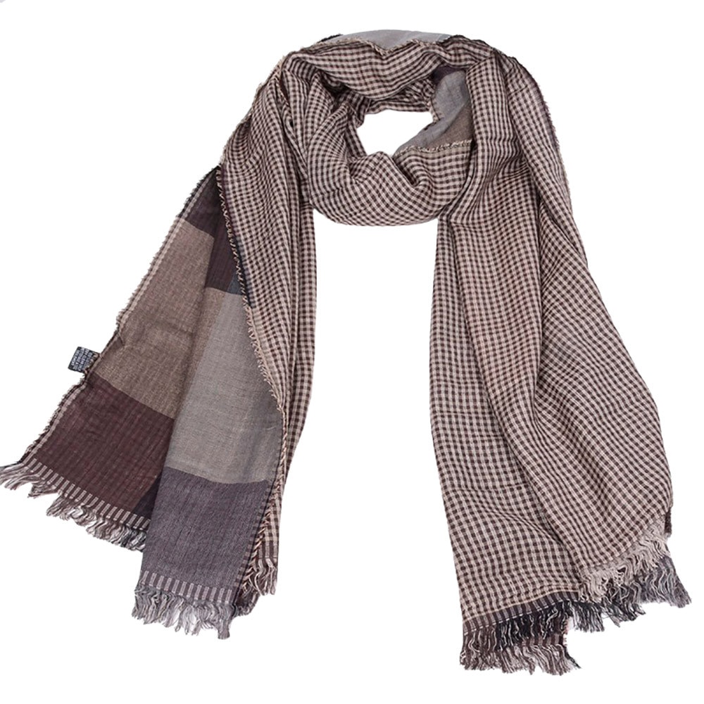 autumn winter Men Tartan Scarf Wrap Plaid Cozy Tassel Shawl Warm Wrap Shawl Blanket Scarf foulard #926: Coffee