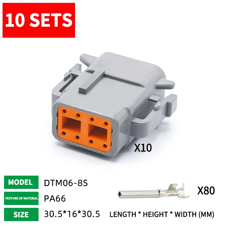 Conectores DT impermeables Deutsch DTM, terminal de cableado de cabeza macho y hembra, arnés de cableado, enchufe, DTM04-2P D, 10 juegos: Blanco