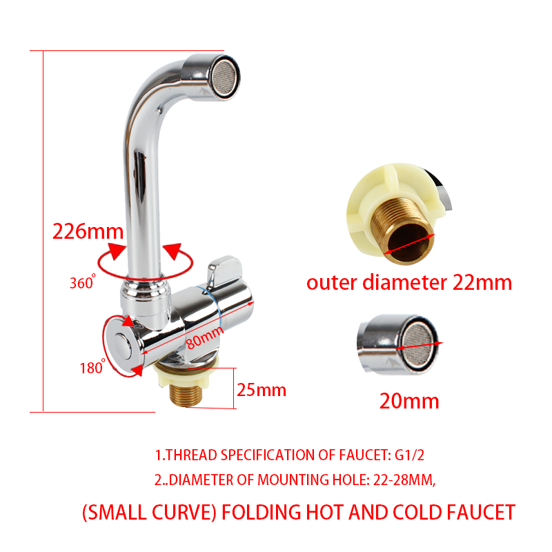 Robinet RV pliable à 180 degrés, évier rotatif à 360 degrés, robinet ou froid, cuisine, salle de bains, caravane, accessoires de robinet marin RV: green