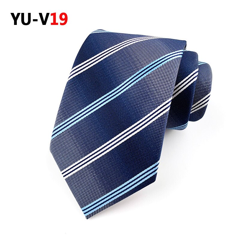 8cm Neck Ties for Men Casual Plaid Suits Tie Gravatas Blue Mens Neckties for Business Wedding Men Ties Men: YU-V19