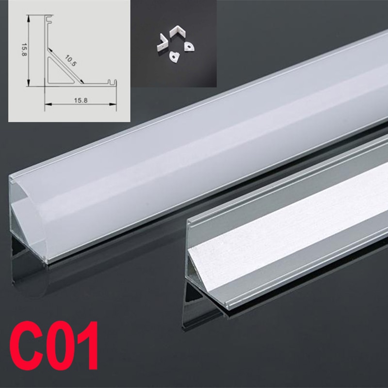 C01 5 Sets 50cm LED Bar Lichten Behuizing V Vorm Driehoek Aluminium Profiel Melkachtige Cover Connector Clip Kanaal voor LED Strip Licht
