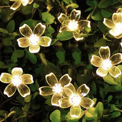 LEDs Peach Blossom Flower Solar Lamp Power LED String Fairy Lights Solar Garlands Garden Christmas Decor For Outdoor: 50 leds Warm White
