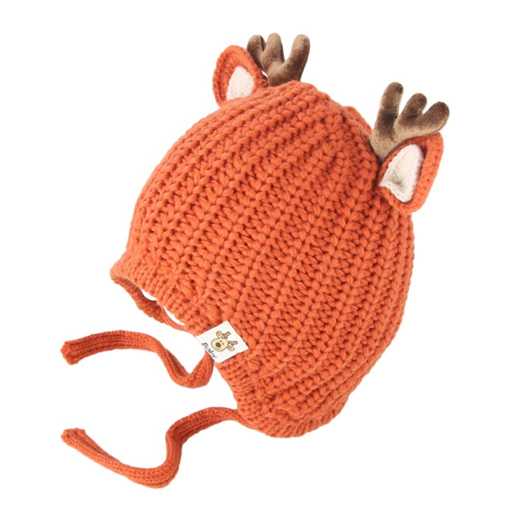 Kerst baby fotografie props hoed Peuter Meisje & Jongen Baby Kerst Cartoon Herten Winter Haak Muts Beanie Cap HOOLER: Orange