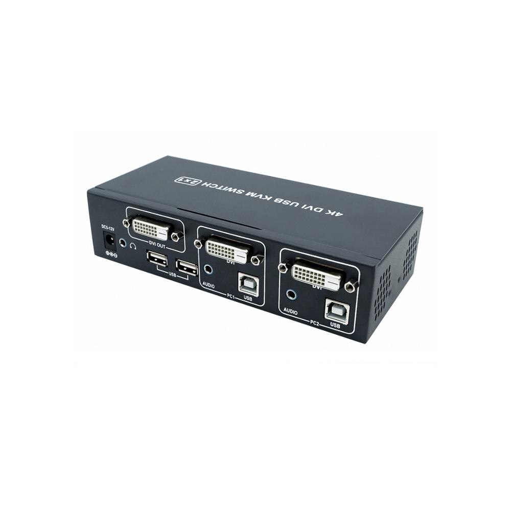 Pway Dvi Kvm Switch 2 Port 4K Usb Schakelaar Kvm Dvi Switcher Splitter Box Voor Delen Printer Toetsenbord Muis kvm Switch Dvi
