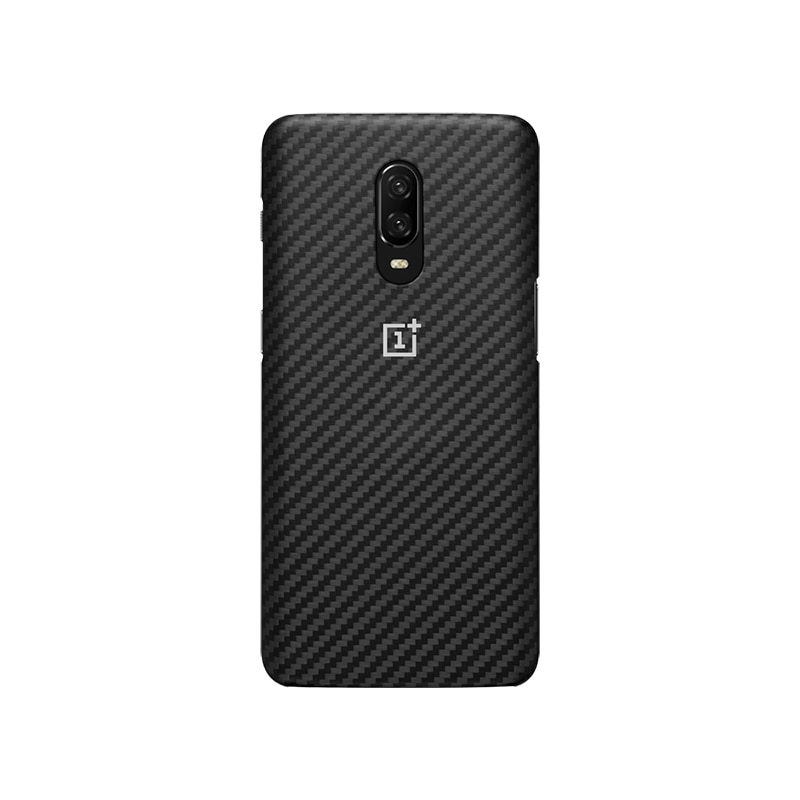 D'origine OnePlus 6 T Karbon matériel de boîtier en fibre d'aramide PC demi-rond couverture arrière coque grès carbone officiel pour OnePlus6T