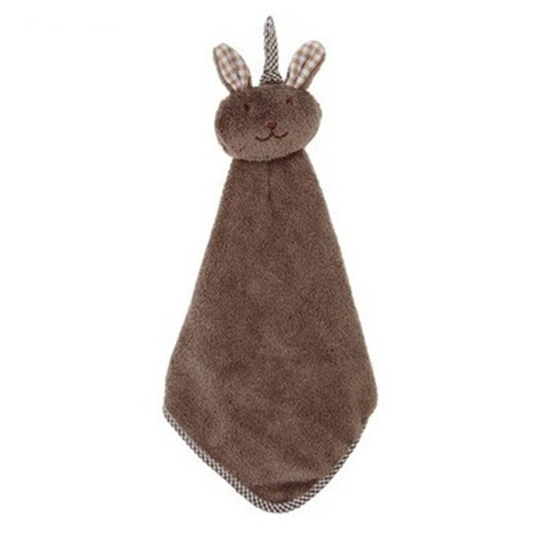 Cute Bunny Coral Fleece Hand Towel Kitchen Hanger Washcloth Lovely LBV: coffee