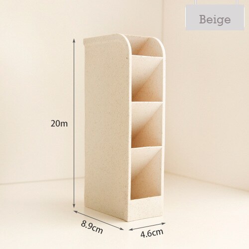 4 Raster Multifunctionele Desktop Pen Houder Clip Card Opbergdoos Make Up Borstel Houder Bureau Potlood Organisator Diversen opslag: Beige