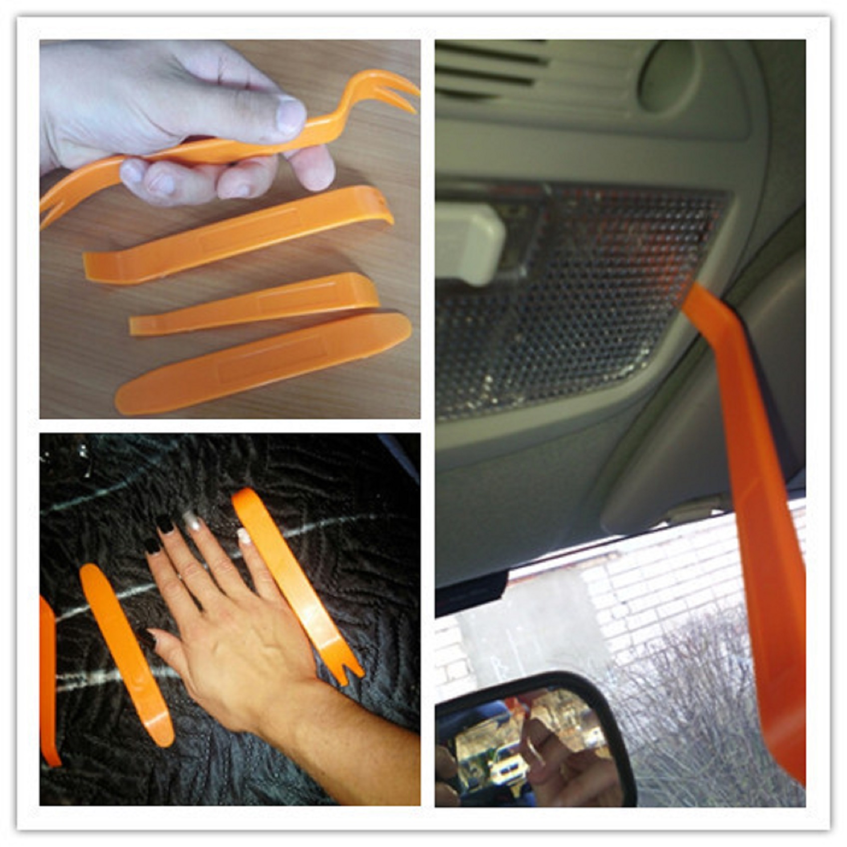 BARAC Kit de 4 herramientas para desmontar el salpicadero radio coche panel frontal, Juego de 4 piezas unidades montaje automovil, Panel de embellecedor automático, Palancas para Audio estereo vehiculo