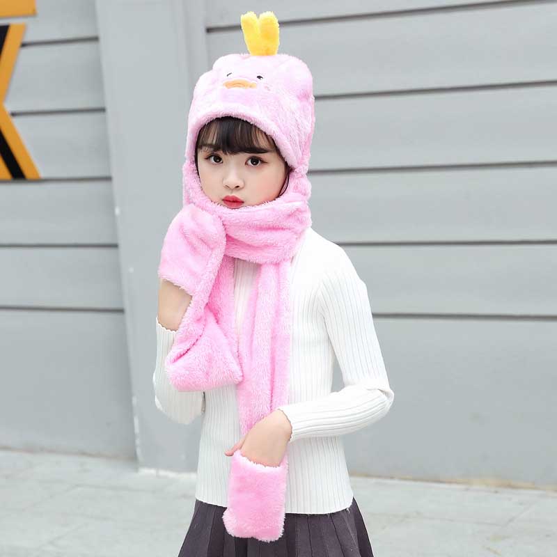 3 In 1 Sjaal Herfst Winter Warme Sjaal Vrouwen Studenten Vrouwelijke Winter Soft Hooded Leuke Sjaal Zakken Handschoenen Sjaals Hoed