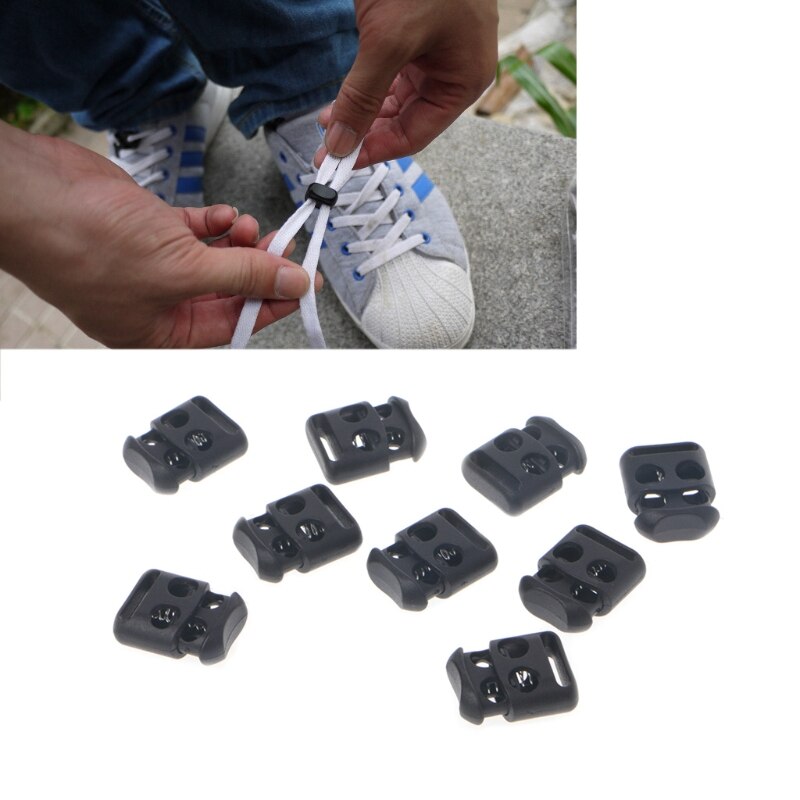 10 Pcs/Lot Non-Slip Shoelace Buckle Clip Stopper Rope Clip Clamp Cord Cable Lock