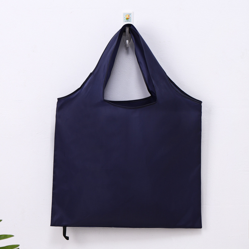 Bolsa de compras plegable ecológica grande, bolso de hombro portátil reutilizable para viajes, comestibles, bolsa de comestibles simple de color sólido: Azul oscuro
