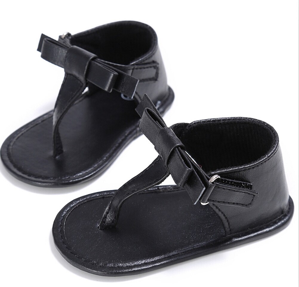 sommer Baby Mädchen Schuhe Flip-Flops Bowknot Weiche Baby Sandalen Schuhe 4 Farben Für Baby 0-18Months: Black / 7-12 Monate