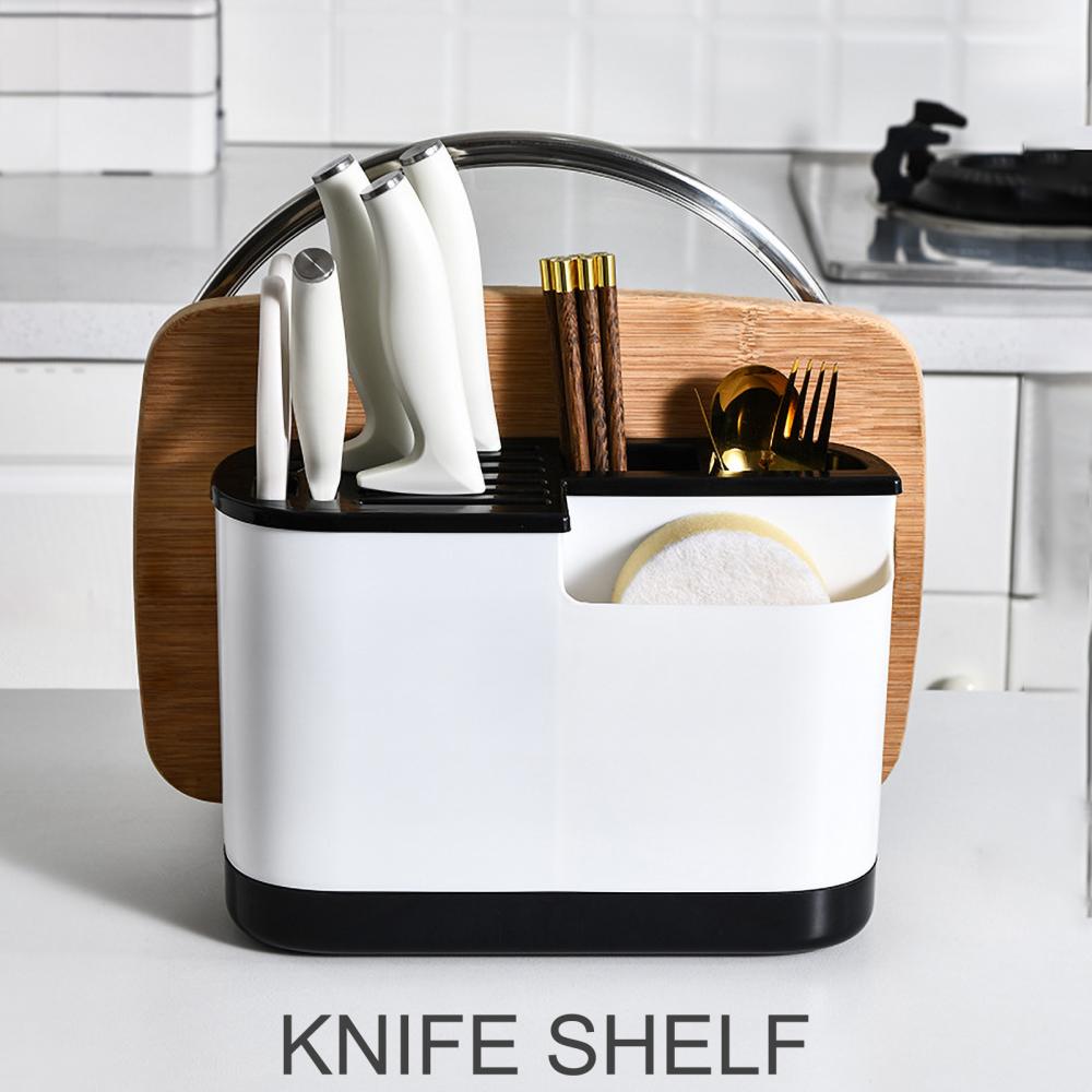 Multifunctional knife holder, cutting board, integrated storage rack for kitchen supplies, cutting board, chopsticks, pot cover