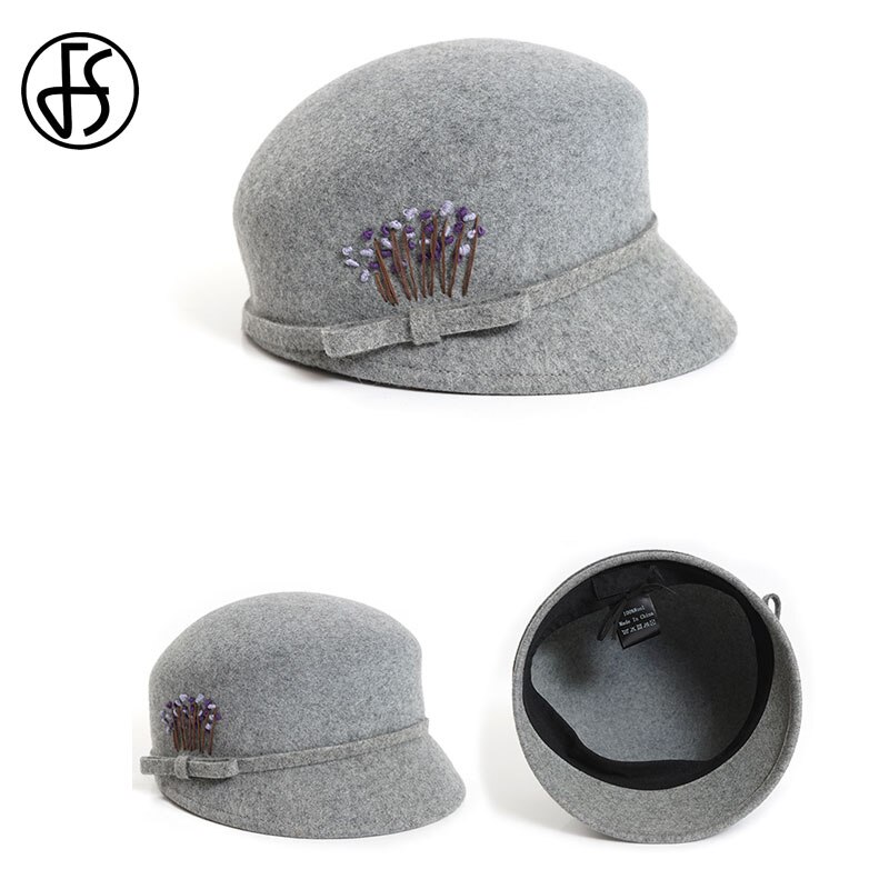 Fs Fedora Hoed Voor Vrouwen Wol Brede Rand Zwart Roze Winter Vilten Hoeden Mode Dames Cloche Hoed Kerk Chapeau