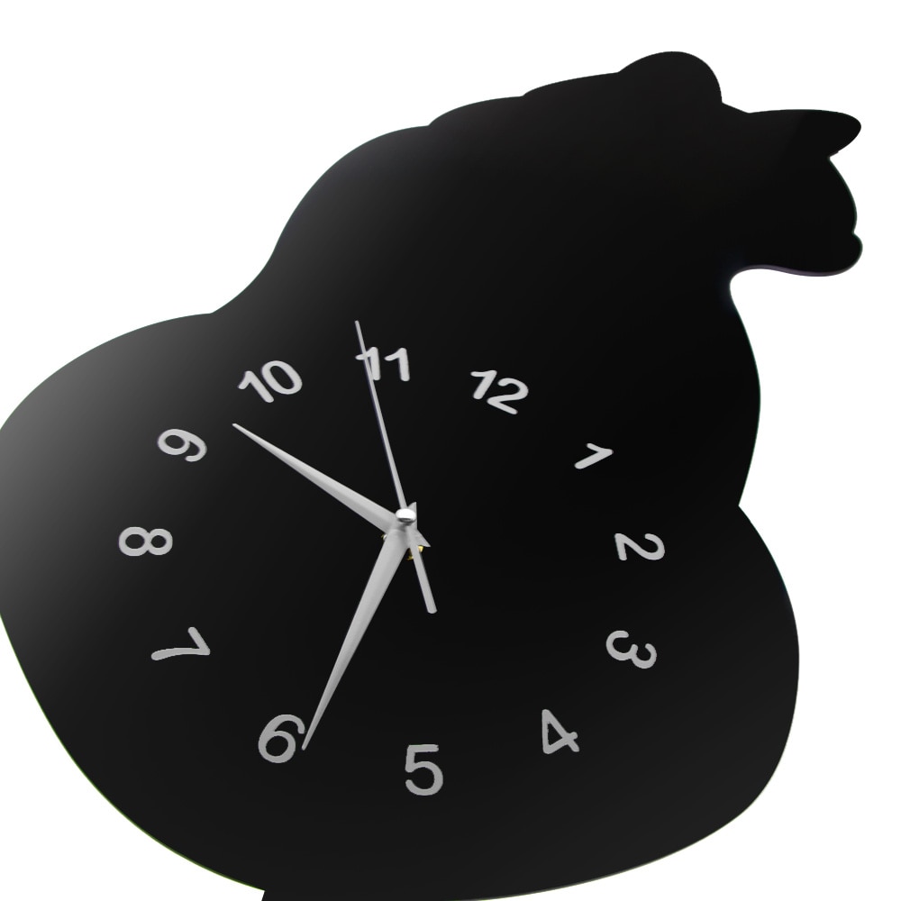 Japanese Adorable Black Cat Pendulum Clock Funny Cat Fnny Cat Swinging Tail Wall Clock Kit Cat Wall Decor Kitten Lovers