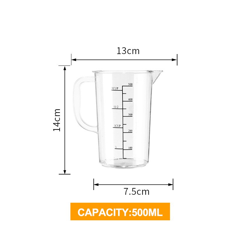 1pcs Measuring Cup Acrylic Handmade DIY Mixing Resin Tools Precision Graduated Kitchen Jug Pour Spout Baking Cooking Butter: 500ML