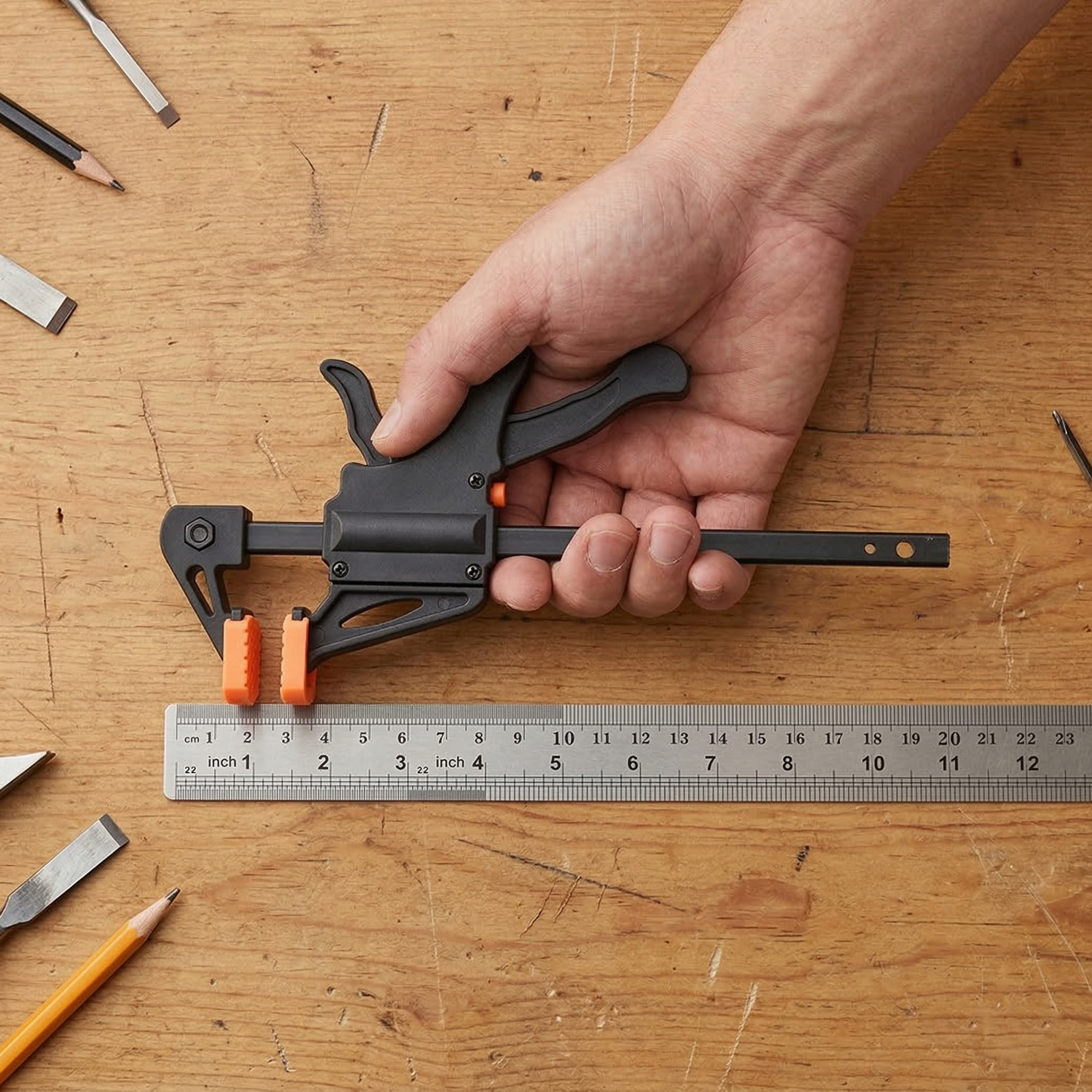 Woodworking Work Bar 4 Inch Clamp Clip Set Hard Quick Ratchet Release Clip DIY Carpentry Hand Tool Woodworking Clamp
