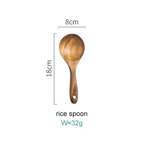 Tailândia teca de madeira natural utensílios de mesa colher colher turner longo arroz escorredor sopa skimmer cozinhar colheres colher cozinha conjunto de ferramentas: rice spoor