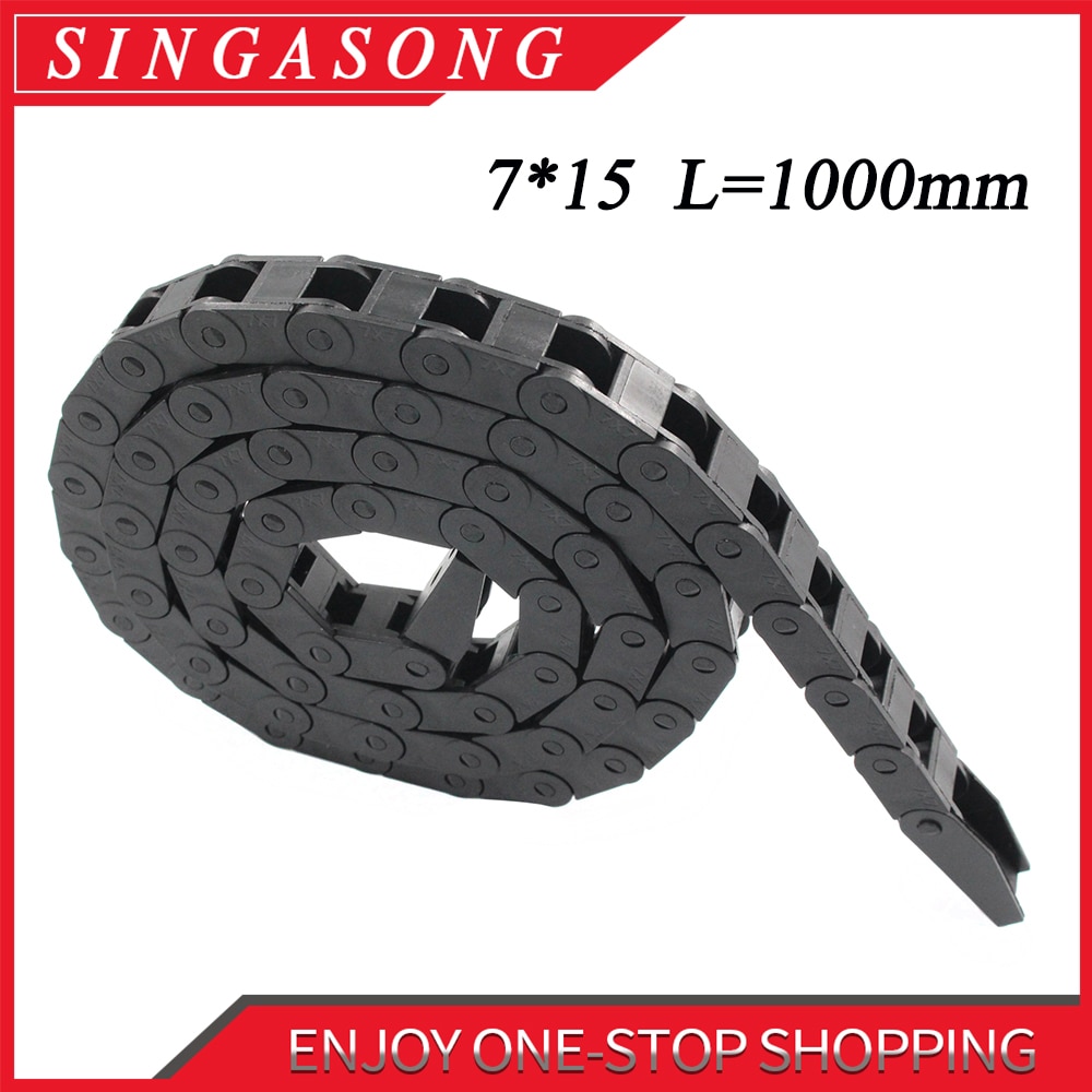7x15mm 7*15mm L1000mm Cable Drag Chain Wire Carrier with End Connectors for CNC Router Machine Tools