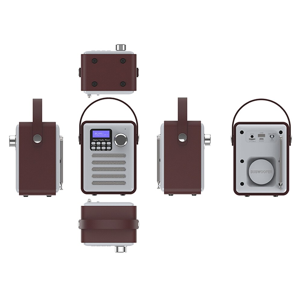 Dab digitaalinen radio handsfree kannettava ladattava usb fm-vastaanotin stereo  mp3 retro bluetooth-soitin puinen lcd-näyttö