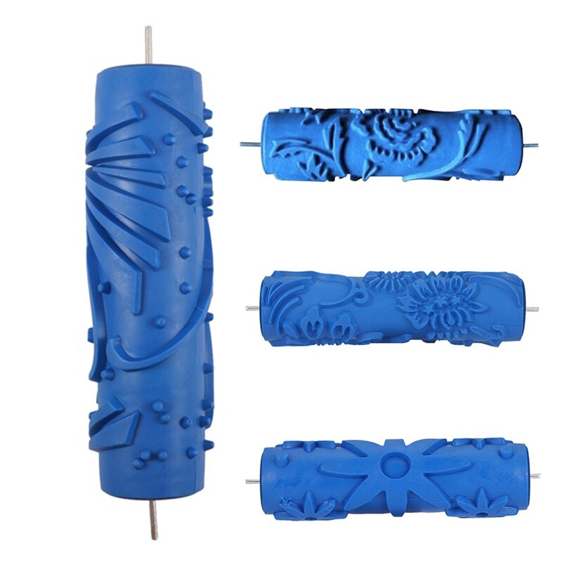 7Inch 3D Rubber Wall Decorative Painting Roller, Patterned Roller Wall Decoration Tools Without Handle Grip, Rose Roller