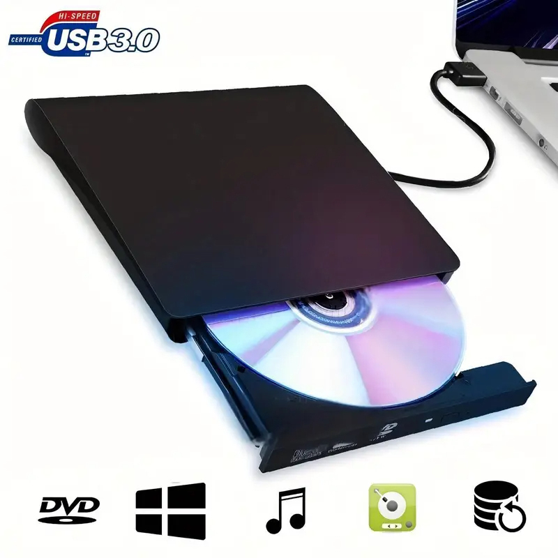 USB 3.0 External DVD Reader USB-A CD Player Burner Lector Recorder Optical Disk Drives For PC Laptop Notebook Computer Windows