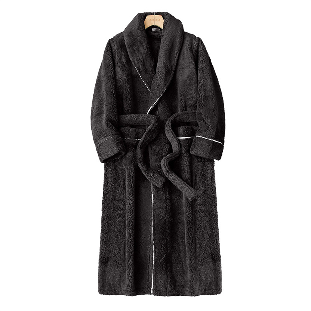 Flanell nattøy høst vinter varm nattkjole morgenkåpe langermet belte korall fløyel loungewear morgenkåpe: M / Militærgrønn