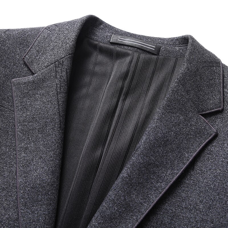 Spring Men's Business Slim Suit Floral Print Dark Gray Thick Stretch Blazer Coat Male Brand Clothes