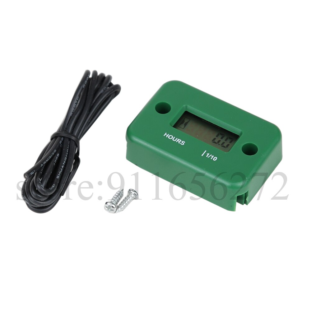 Waterproof Digital Hour Meter LCD Display Portable Engine Gauge Hour Meter For Motorcycle/Boat Engines Counter Hour Meter: Green