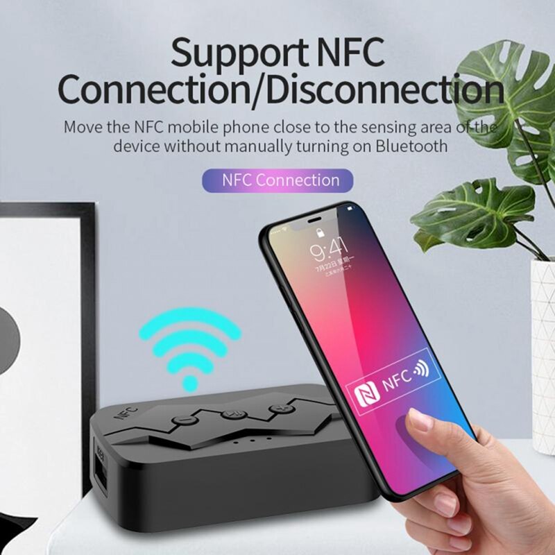 Multifunction NFC Bluetooth Transmitter Receiver ALL in ONE Supports TF Card U Disk to Play RCA Call 5.0 Interference