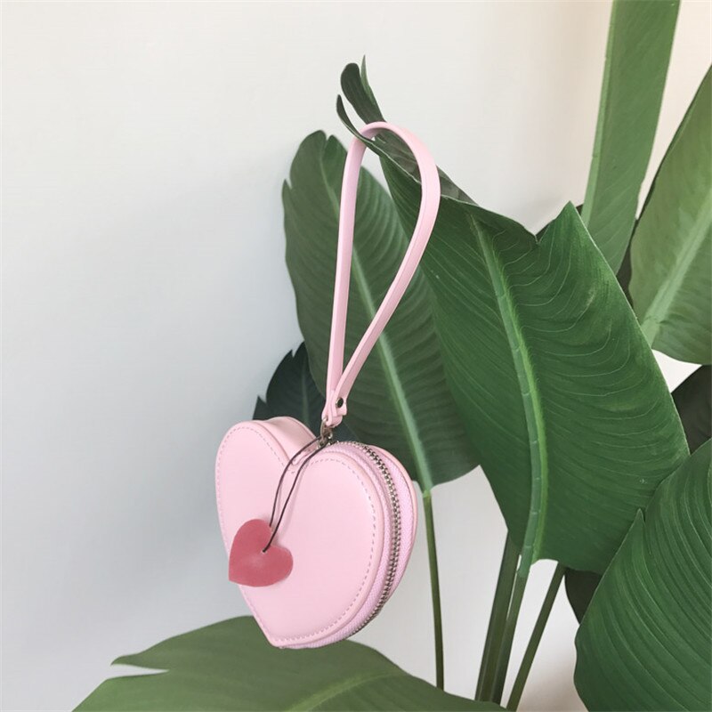 nouveaux bracelets doux rose/rouge coeur forme pochettes pour fille Simple sac à main mignon étudiant porte-monnaie Mini petit sac