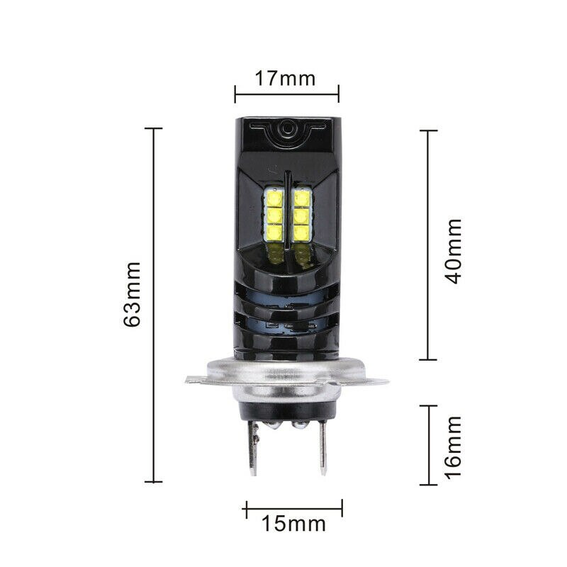 2 stk 6000k 55w 15000lm hvide  h7 led pære canbus bil forlygte tågelygter