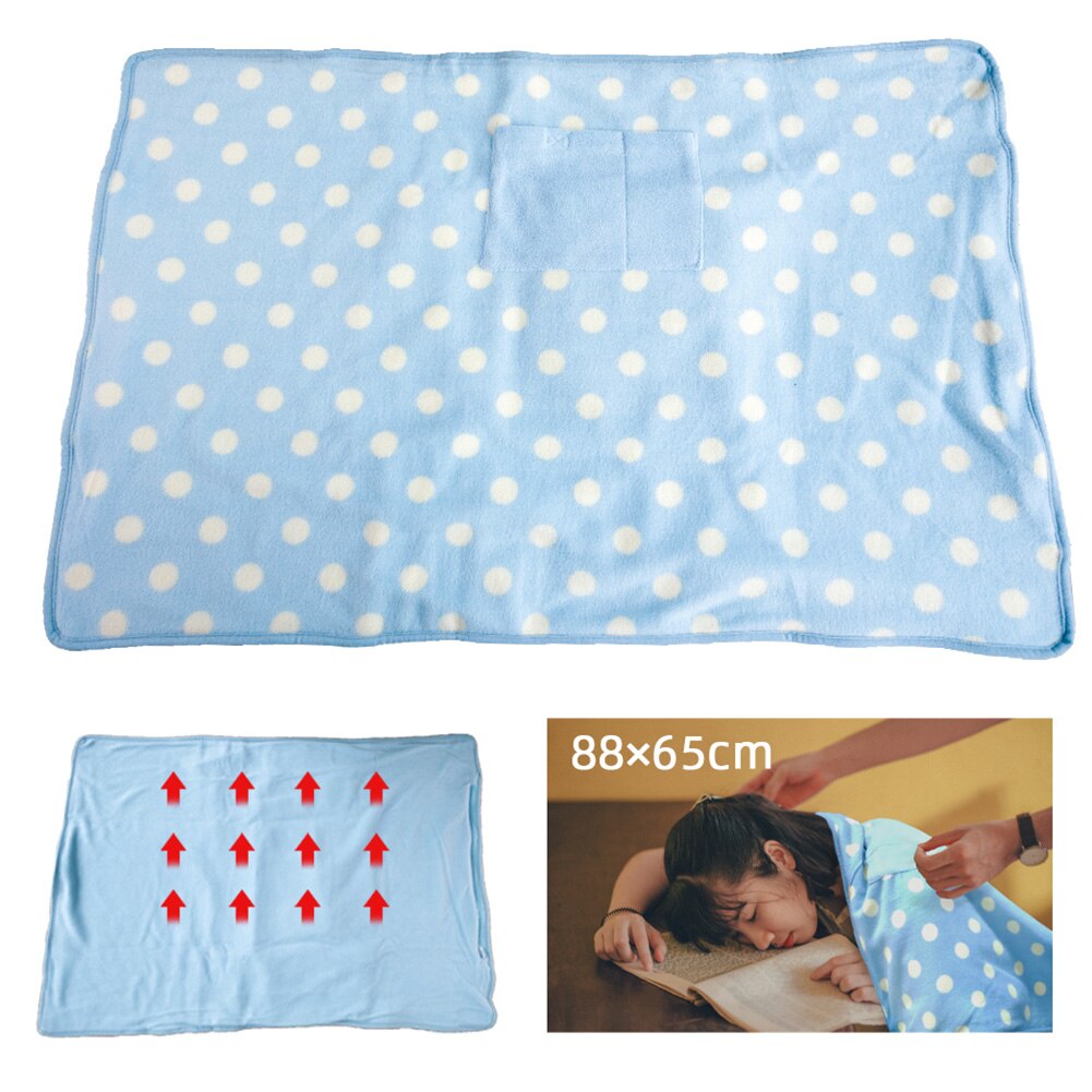 Manta eléctrica de viaje alimentada por USB, suave regazo de coche, calefacción, hogar, oficina, manta para acampada, ropa de cama lavable: Azul
