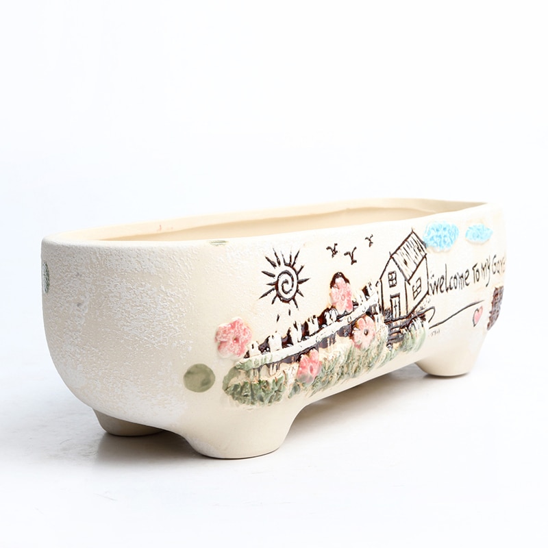 Hand-painted Ceramics Fleshy Flower Pots Garden Planting Supplies Succulent Planter Pot Desk Office Decoration Ornament