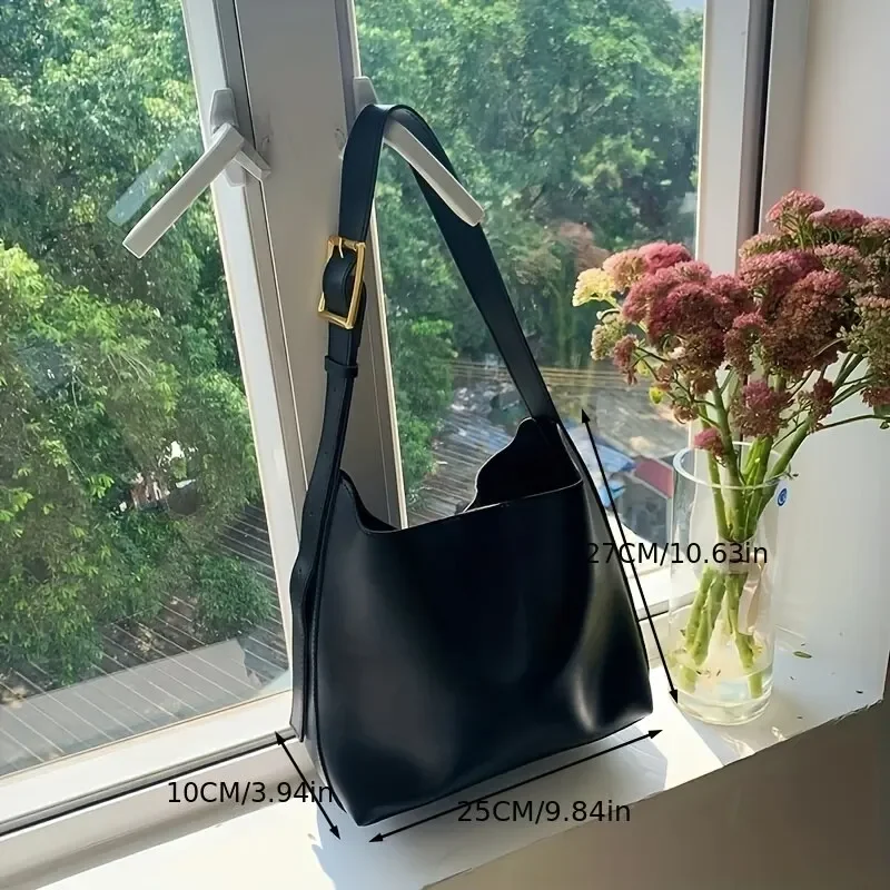 All-match dameskuldertaske, solid håndtaske crossbody-taske dame minimalistisk pu-lædertaske til arbejde