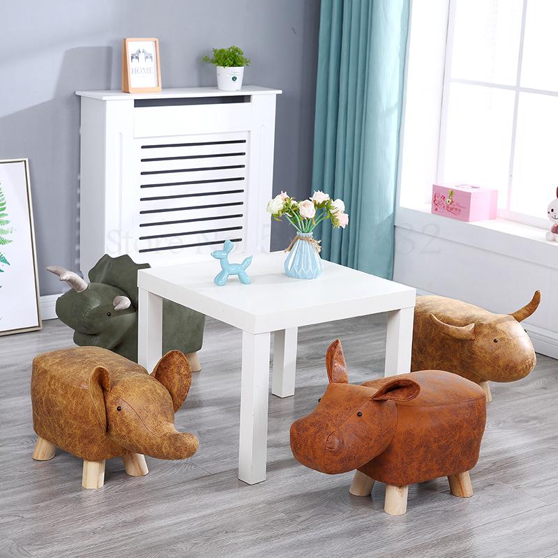 Animal shoe changing stool solid wood baby cute cartoon sofa chair elephant child small bench