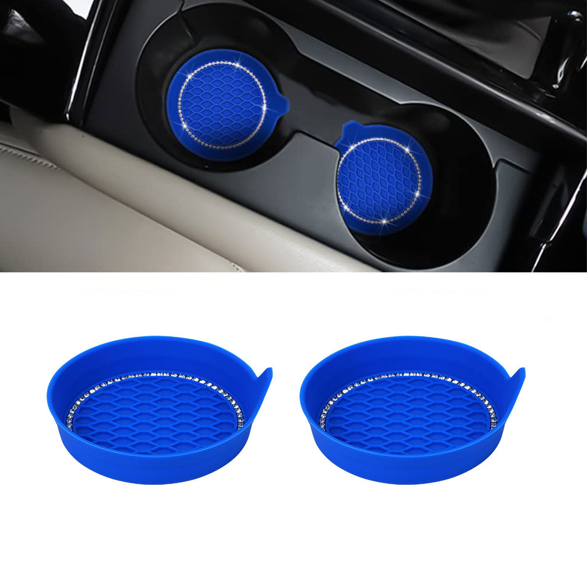 2/4 Stuks Auto Bekerhouder Coaster Siliconen Bekerhouder Met Bling Crystal Rhinestone Insert Antislip Bekerhouders stille Cup Pad: Bruin