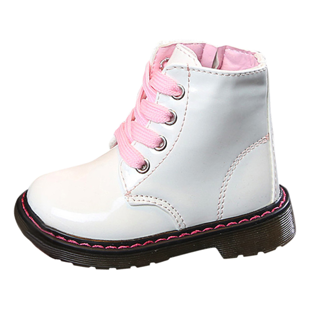 Botas de otoño invierno venta de niñas botas Martin botas nueva de zapatos de cuero de los niños de chica cremallera suave botas calzado informal: WH / 27