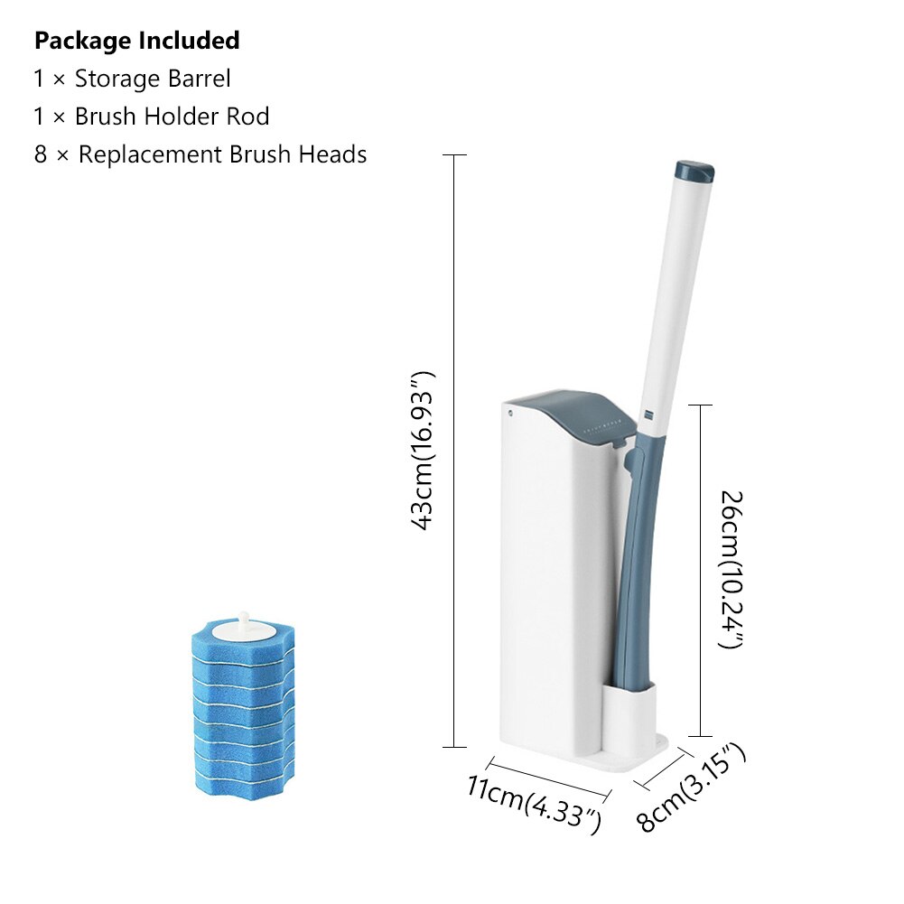 Ensemble de brosses des toilettes jetables, pour la maison, avec manche Long, système hygiénique moderne, porte-balais pour la salle de bain: Blue Brush Set 1