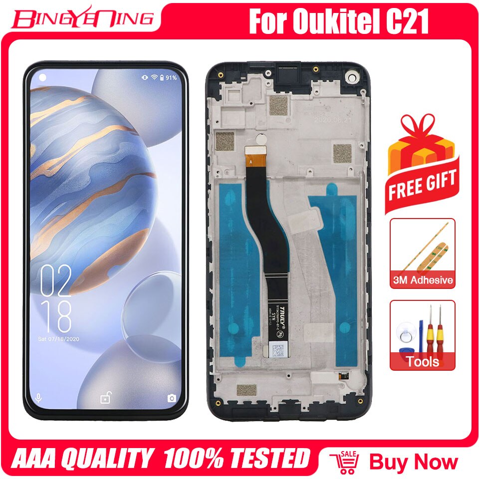Oukitel – ensemble écran et châssis 100% d'origine, module d'affichage de réparation de remplacement pour C12 Pro/C15 Pro/C17 Pro/C18 Pro/C19 Pro/C21: C21 X Frame
