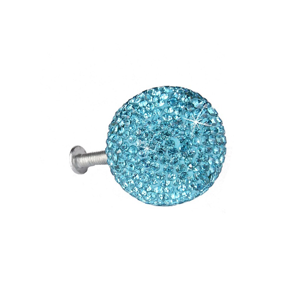 Manija de cajón de bola de cristal brillante, perilla de puerta de diamante con 5 uds. De tornillos de tuerca: Blue