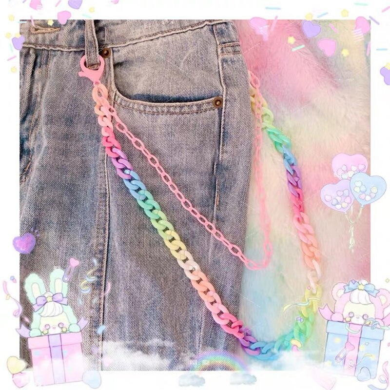 Charms Candy Color Multi Layer Keychain For Women Girl Resin Cute Jeans Waist Pants Key Chain Accessories Jewelry: Default Title