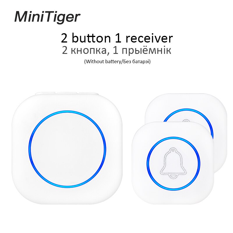 Minitiger Wireless Doorbell Welcome bell Intelligent Home Door bell Alarm Smart Doorbell doorbell ring Waterproof Button: 2 button 1 receiver